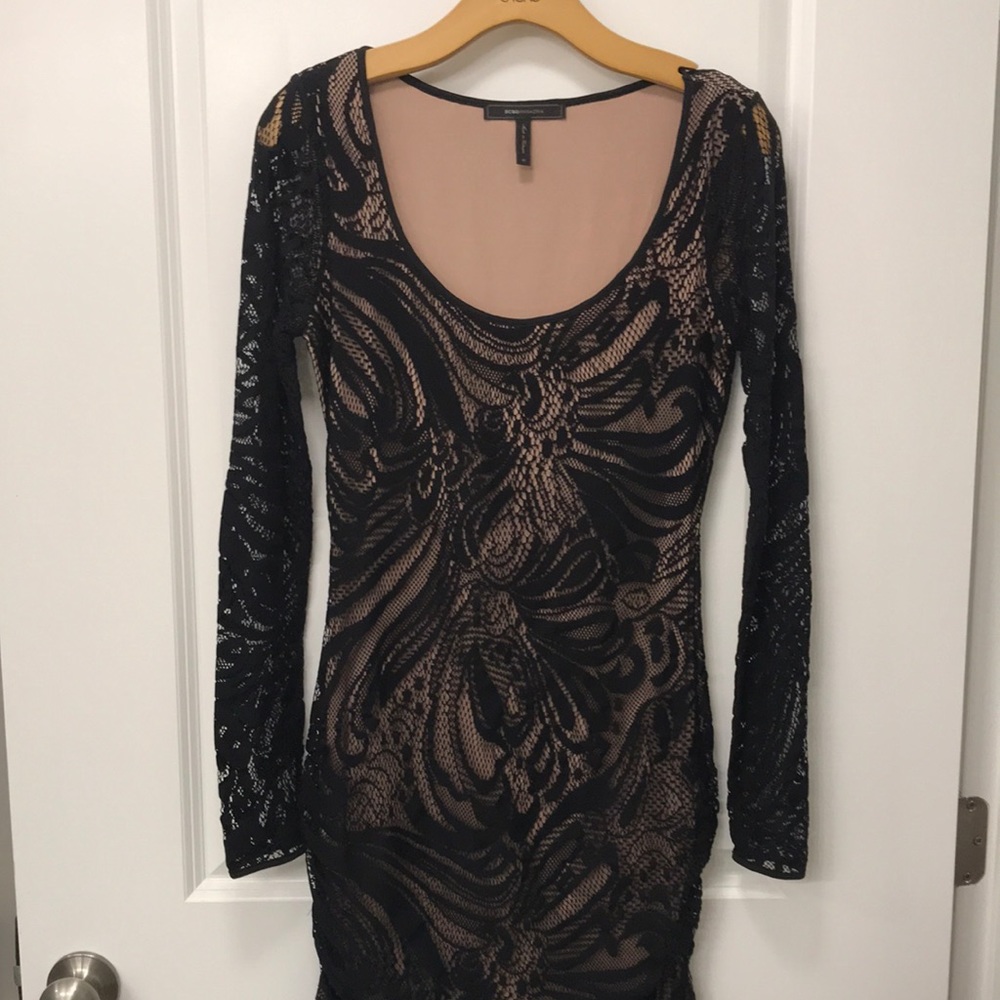 Lace overlay cocktail dress